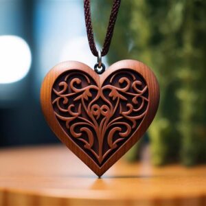 Wooden heart pendant